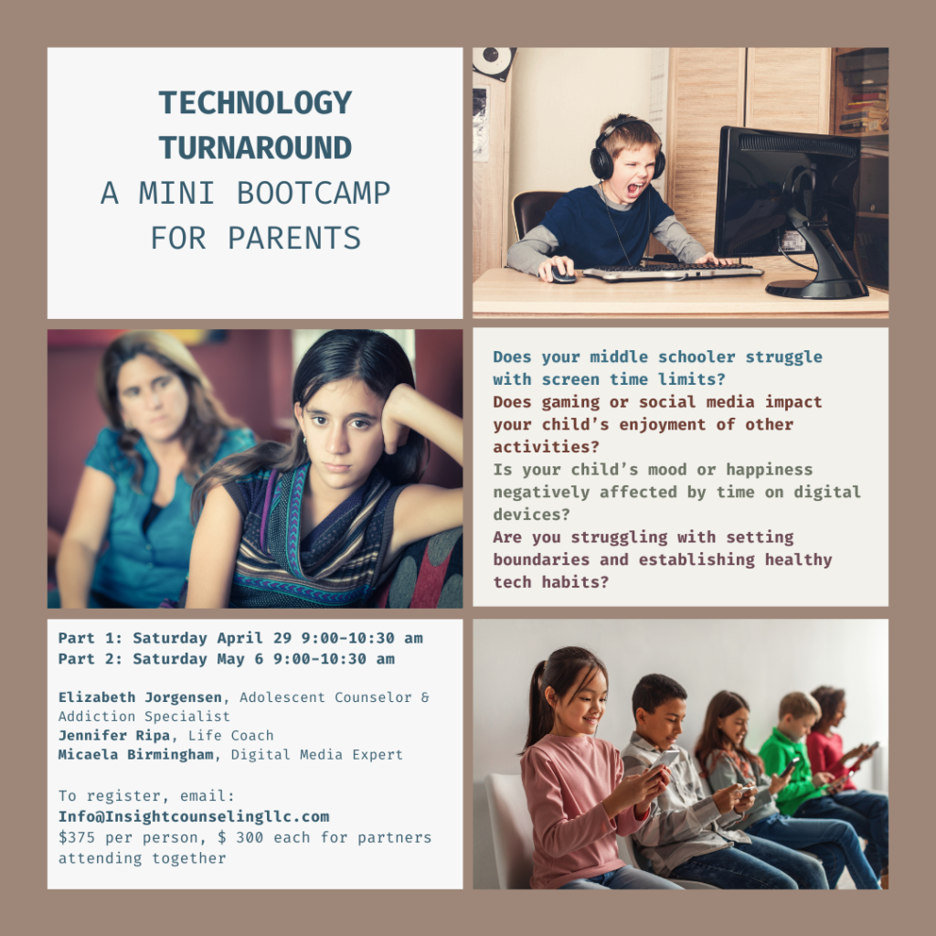 Do you feel as if your home has stealthily been infiltrated by the unwelcome guest of your adolescents’ screen “worship”? 

Are gaming, social media, constant texting, and “Snapchatting” becoming the focus of your child’s attention to the detriment of other vital interests and responsibilities?
You are not alone.
Parents are struggling to find balance and strategy for reducing their child’s screen use and can change the script with some simple coaching and help.
 
Data is being reported daily on the real impact of too much social media and screen time on teens' developing brains and emotional well-being. We know social media overexposure is contributing to the current anxiety and depression epidemic in the US and other health-related issues in teens.